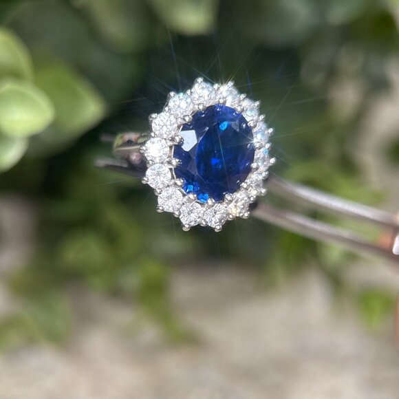 Stunning 925 Silver Sapphire/Cz Ring - Picture 4 of 9